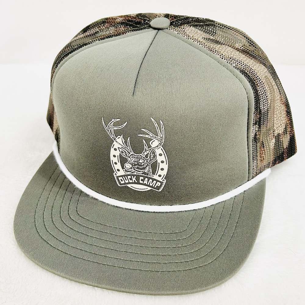 Duck Camp Lucky Deer‎ Retro Trucker Foam Hat Cap Adjustable Snapback Green